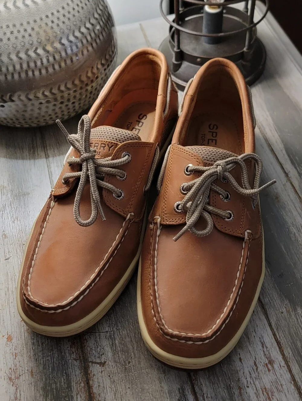 New. Never Worn. Mens Sperry Brown Leather Deck Shoes with Tan Soles